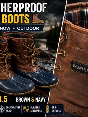 Weatherproof Brown and Navy Waterproof Duck Boots